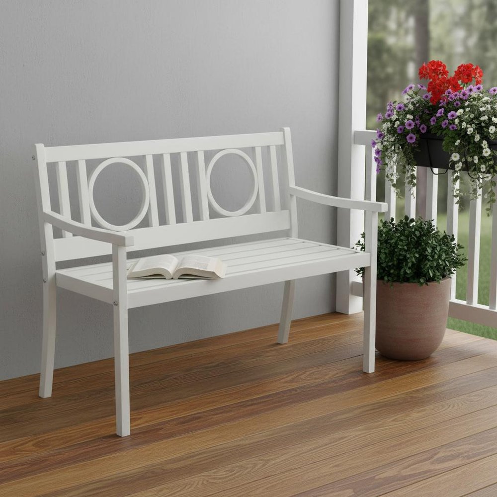 White Metal Garden Patio Bench - 45-inch