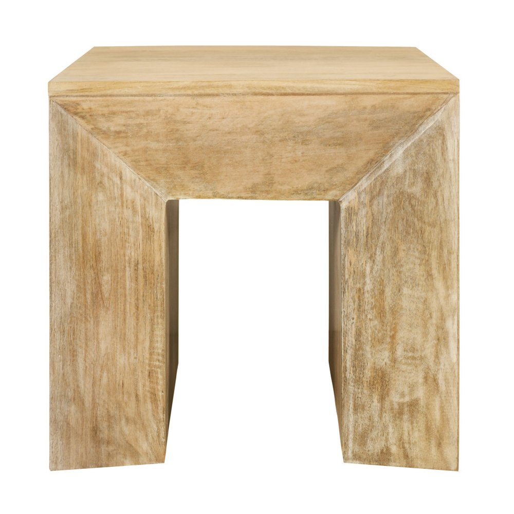 Natural Distressed Solid Wood Square Frame End Table - 20-inch