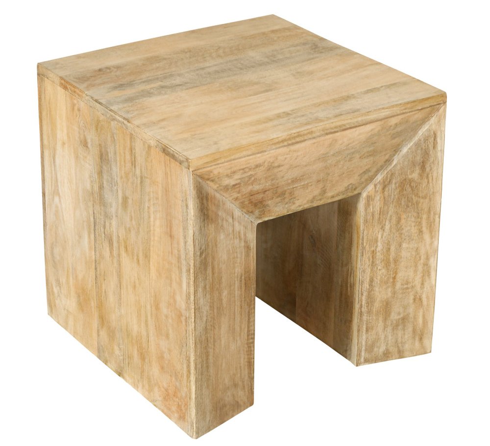 Natural Distressed Solid Wood Square Frame End Table - 20-inch