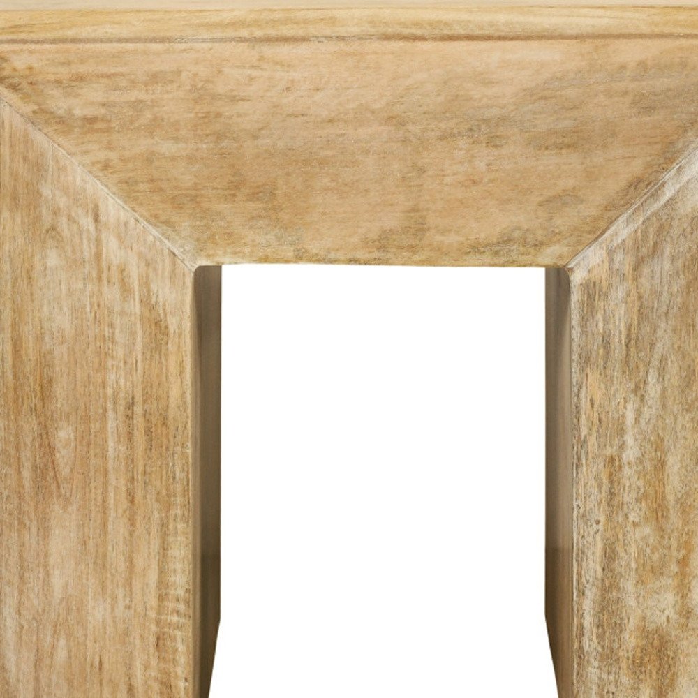 Natural Distressed Solid Wood Square Frame End Table - 20-inch