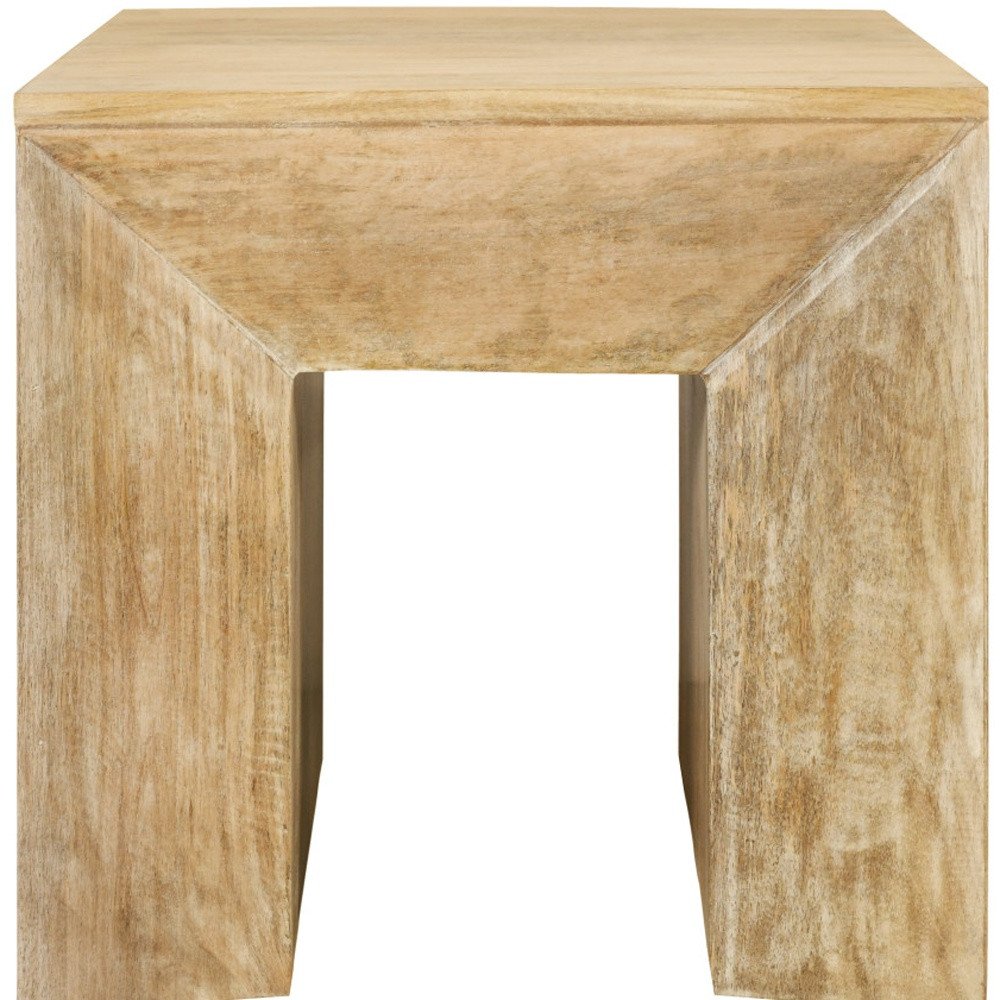 Natural Distressed Solid Wood Square Frame End Table - 20-inch