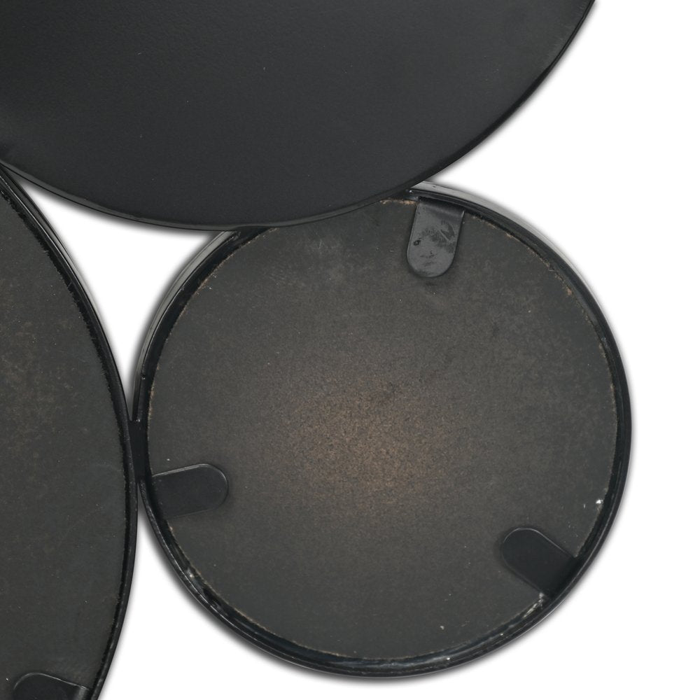 Set of Eight Black Metal Round Cojoined Accent Mirrors