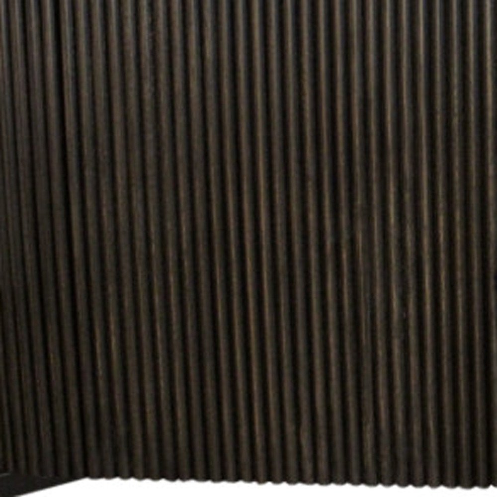 Brown Distressed Solid Wood Ribbed Texture Sideboard with Three Doors - 80-inch