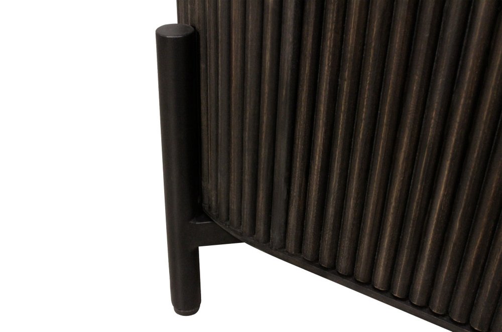 Brown Distressed Solid Wood Ribbed Texture Sideboard with Three Doors - 80-inch