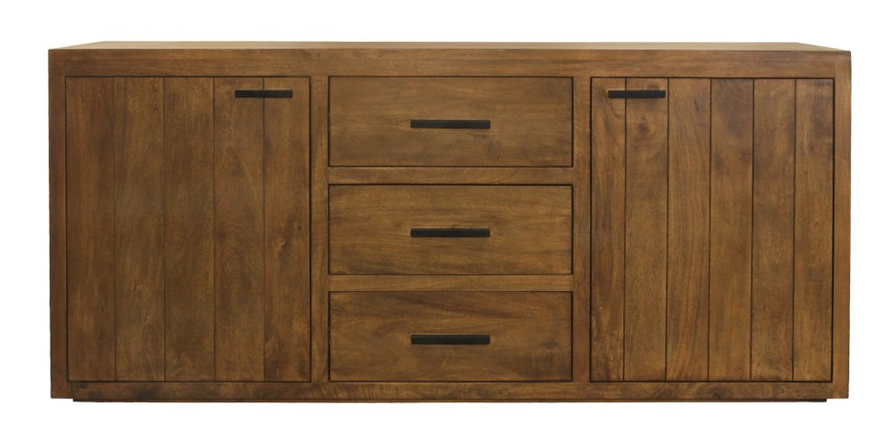Chestnut Distressed Solid Wood Three Drawer Sideboard with Two Doors - 71-inch