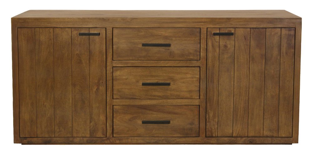 Chestnut Distressed Solid Wood Three Drawer Sideboard with Two Doors - 71-inch