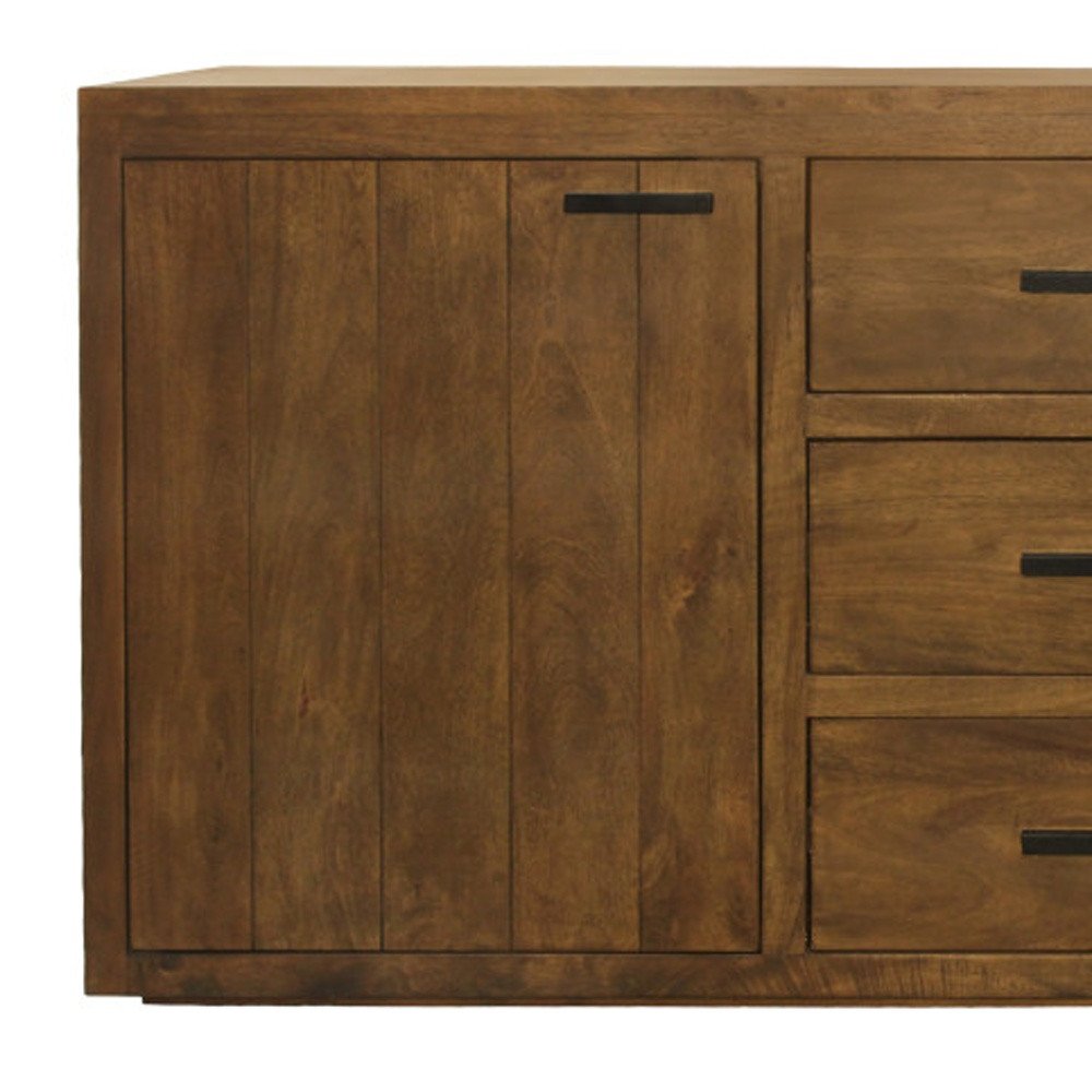 Chestnut Distressed Solid Wood Three Drawer Sideboard with Two Doors - 71-inch