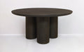 Seven Piece Dark Brown Round Solid Wood Dining Set with Six Chairs