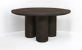 Seven Piece Dark Brown Round Solid Wood Dining Set with Six Chairs