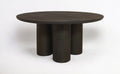 Seven Piece Dark Brown Round Solid Wood Dining Set with Six Chairs