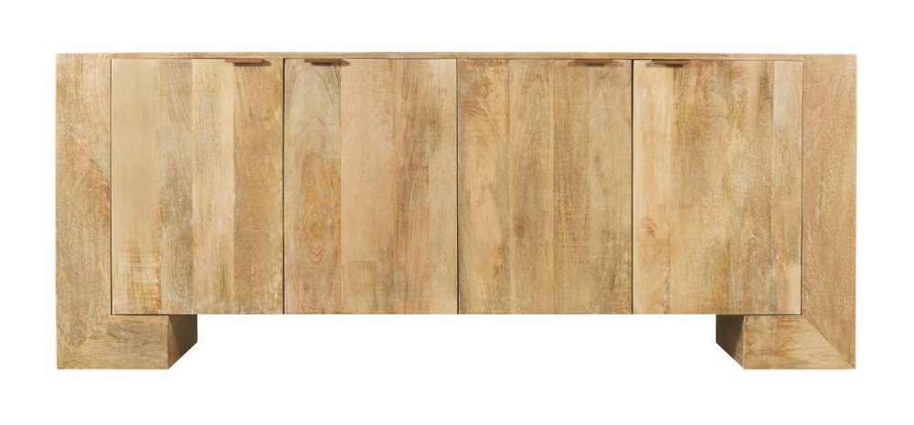 Natural Distressed Solid Wood Sideboard with Four Doors - 86-inch
