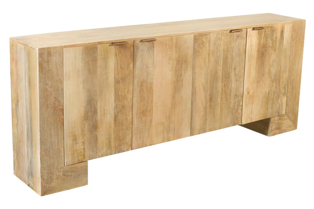 Natural Distressed Solid Wood Sideboard with Four Doors - 86-inch