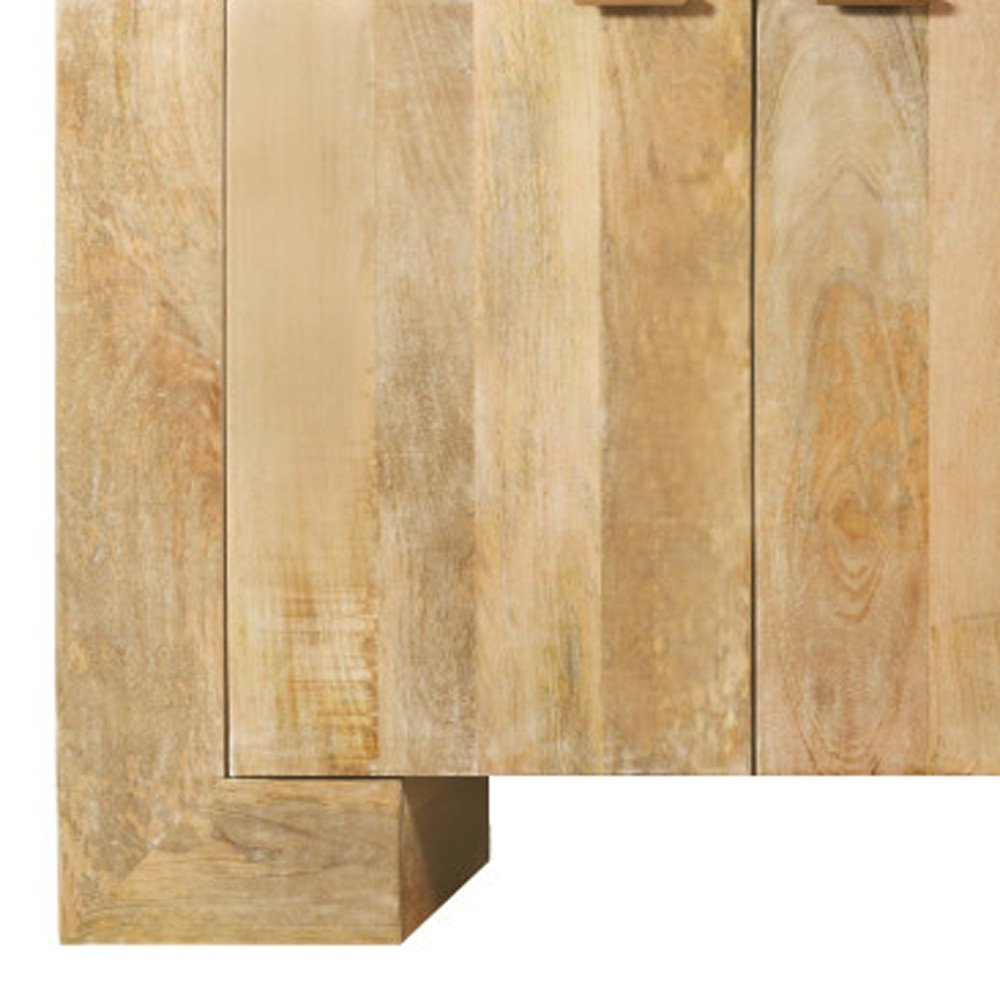 Natural Distressed Solid Wood Sideboard with Four Doors - 86-inch