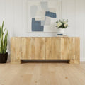 Natural Distressed Solid Wood Sideboard with Four Doors - 86-inch