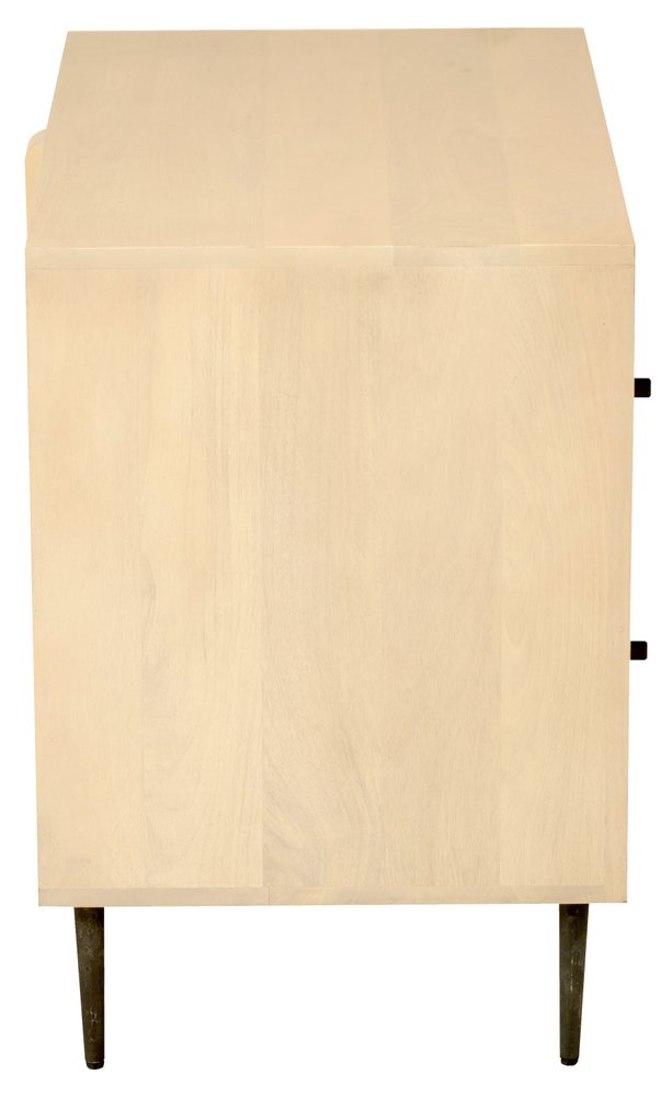 Natural Solid Wood Distressed Carved Geometric Two Drawer Nightstand - 28-inch