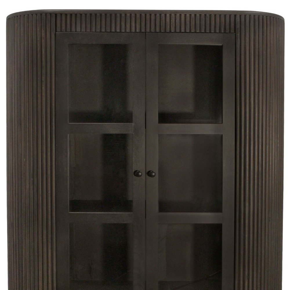 Espresso and Black Solid Wood and Iron Accent Cabinet with Four Doors - 48-inch