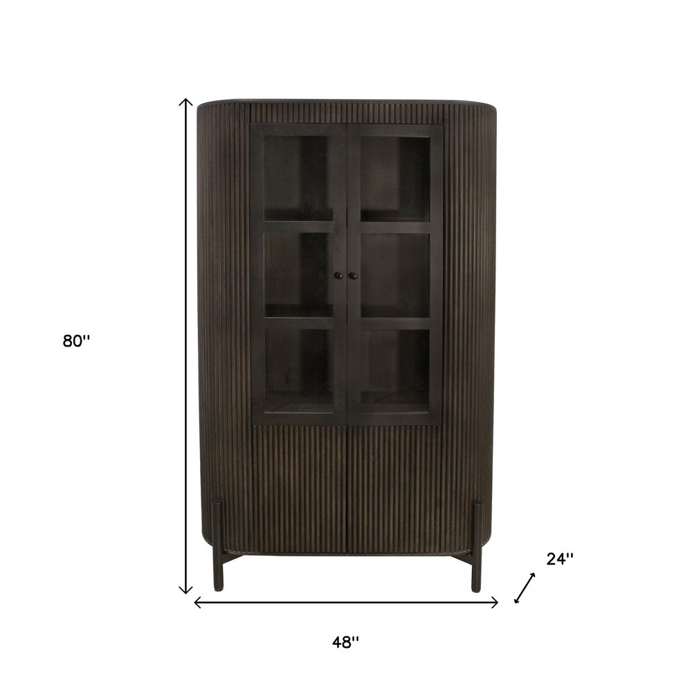 Espresso and Black Solid Wood and Iron Accent Cabinet with Four Doors - 48-inch
