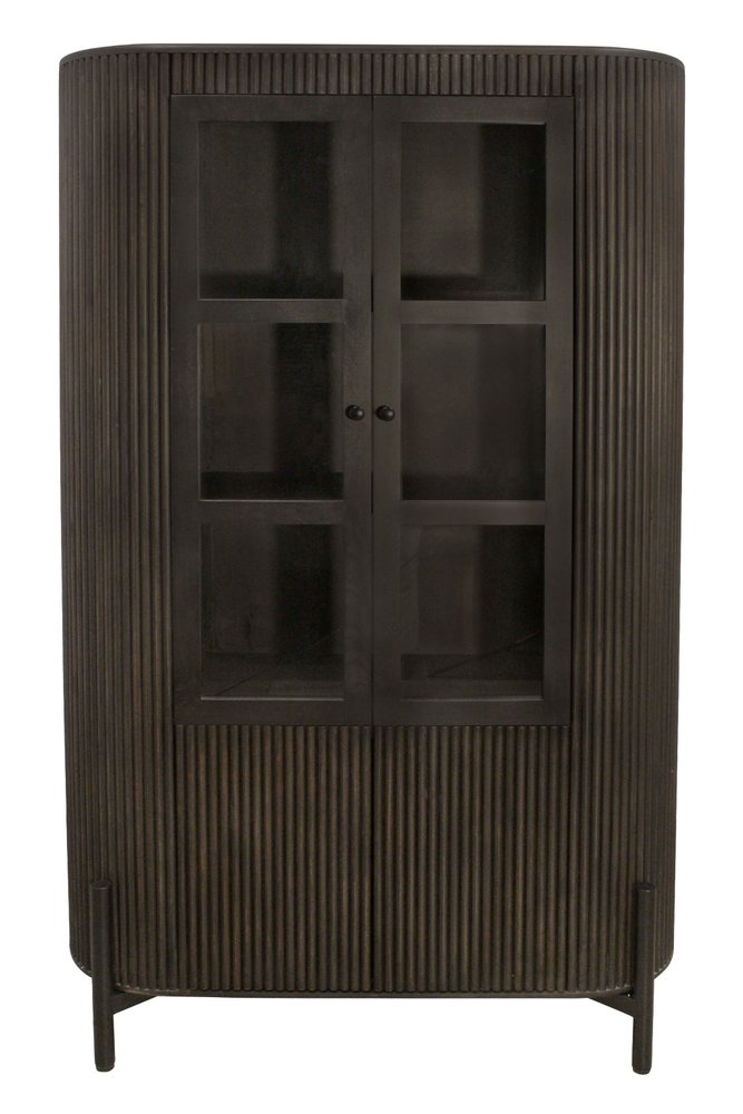 Espresso and Black Solid Wood and Iron Accent Cabinet with Four Doors - 48-inch