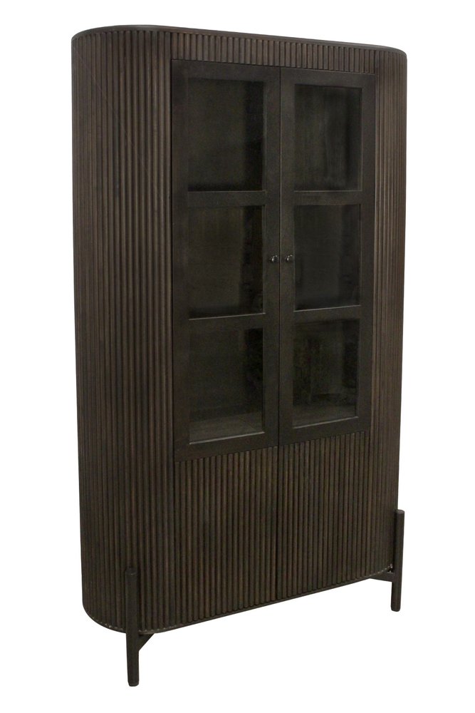 Espresso and Black Solid Wood and Iron Accent Cabinet with Four Doors - 48-inch