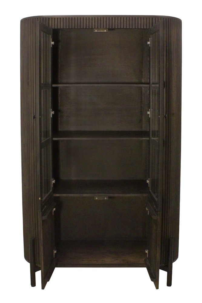 Espresso and Black Solid Wood and Iron Accent Cabinet with Four Doors - 48-inch