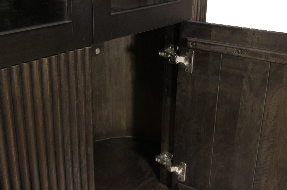 Espresso and Black Solid Wood and Iron Accent Cabinet with Four Doors - 48-inch