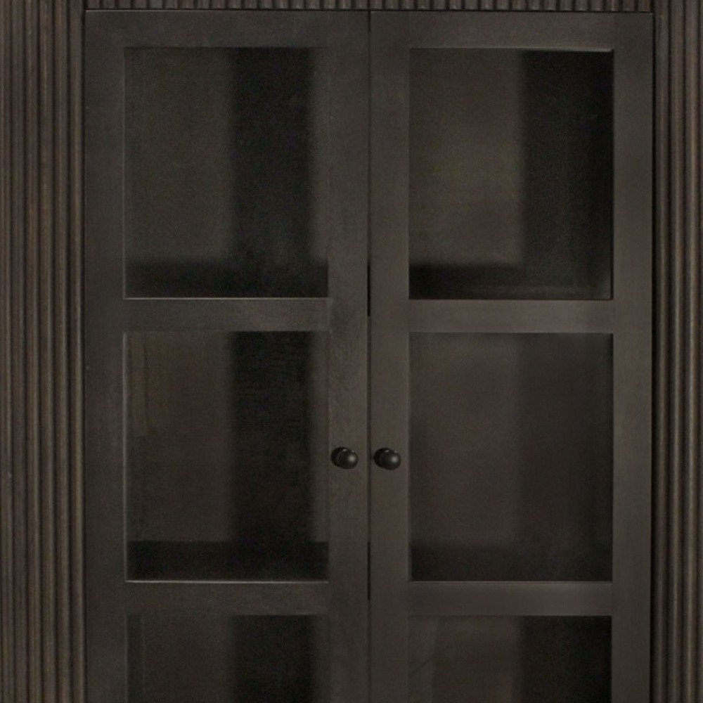 Espresso and Black Solid Wood and Iron Accent Cabinet with Four Doors - 48-inch