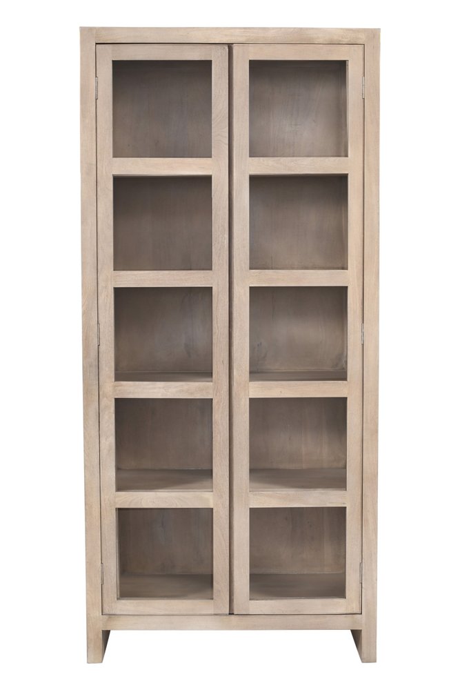 Ivory Distressed Solid Wood Frame Accent Cabinet with Two Doors - 91-inch