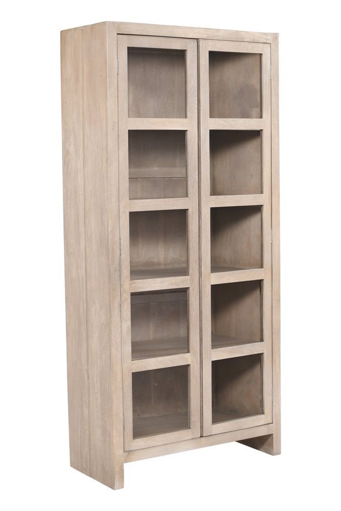 Ivory Distressed Solid Wood Frame Accent Cabinet with Two Doors - 91-inch