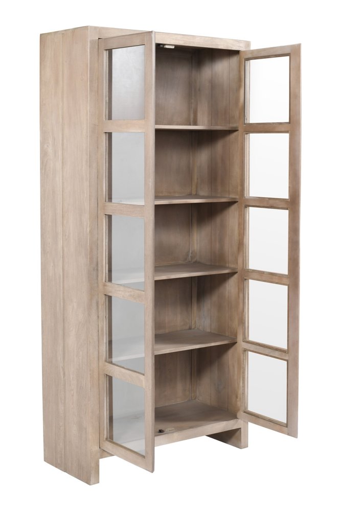 Ivory Distressed Solid Wood Frame Accent Cabinet with Two Doors - 91-inch