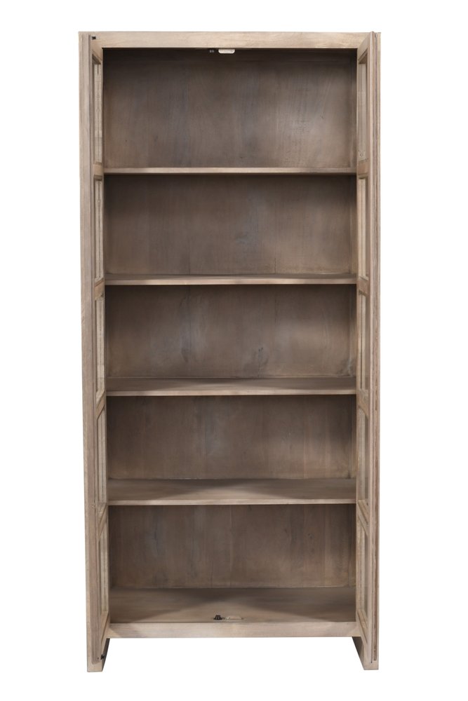 Ivory Distressed Solid Wood Frame Accent Cabinet with Two Doors - 91-inch