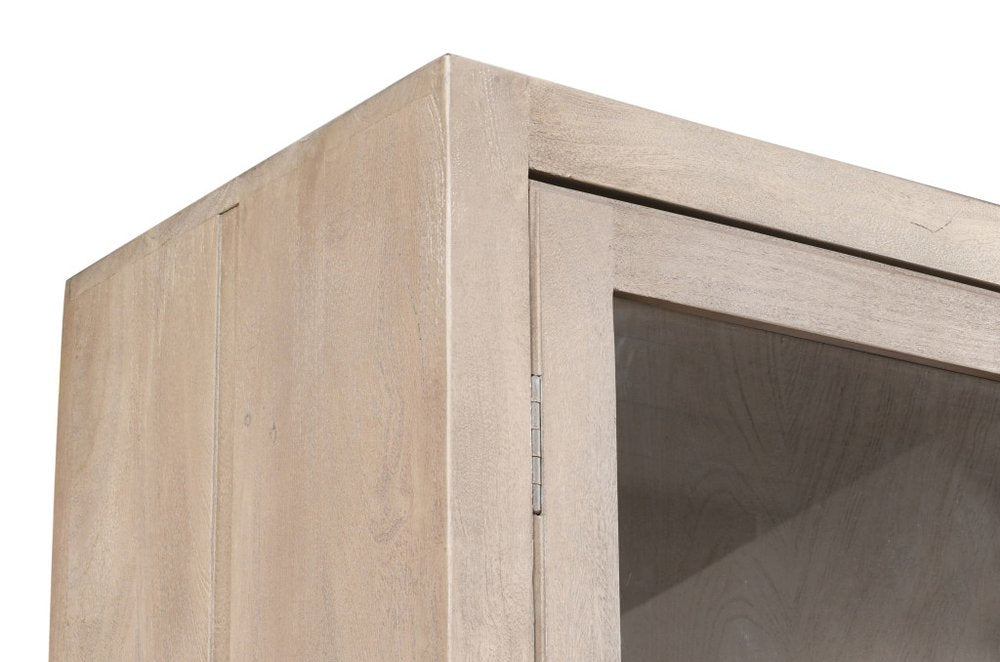 Ivory Distressed Solid Wood Frame Accent Cabinet with Two Doors - 91-inch