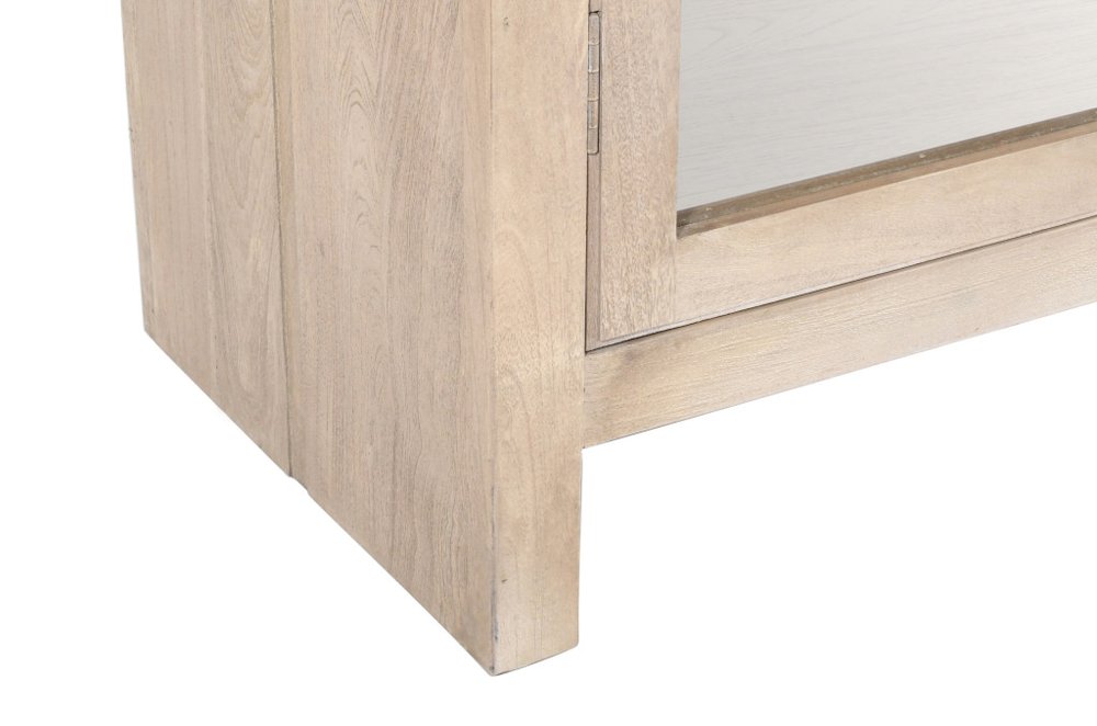 Ivory Distressed Solid Wood Frame Accent Cabinet with Two Doors - 91-inch