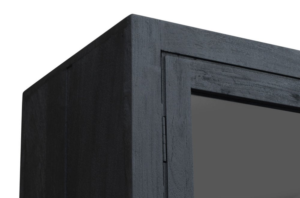 Graphite Distressed Solid Wood Frame Accent Cabinet with Two Doors - 91-inch
