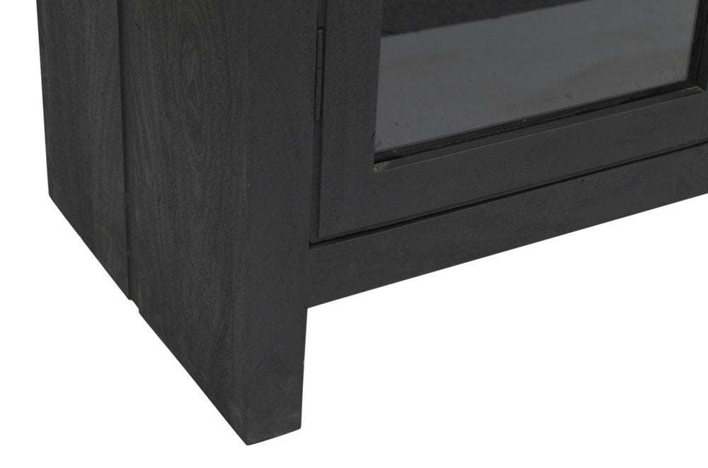 Graphite Distressed Solid Wood Frame Accent Cabinet with Two Doors - 91-inch