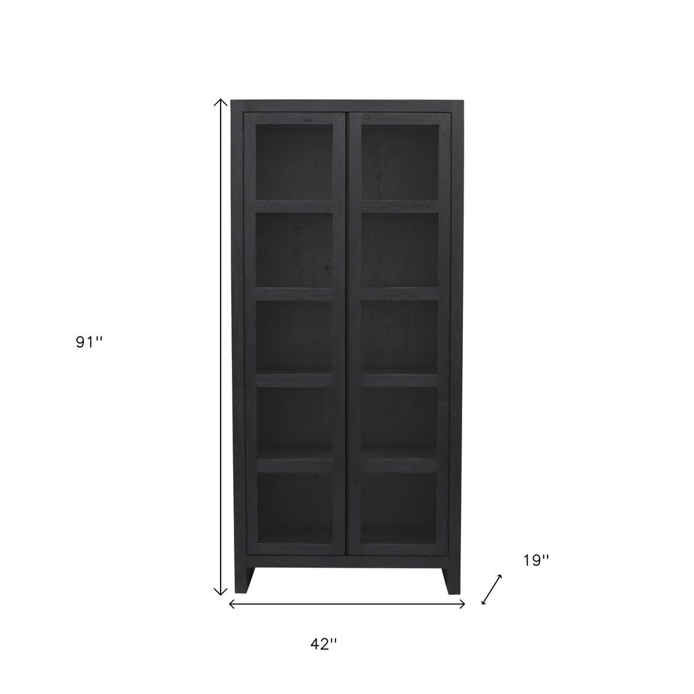 Graphite Distressed Solid Wood Frame Accent Cabinet with Two Doors - 91-inch