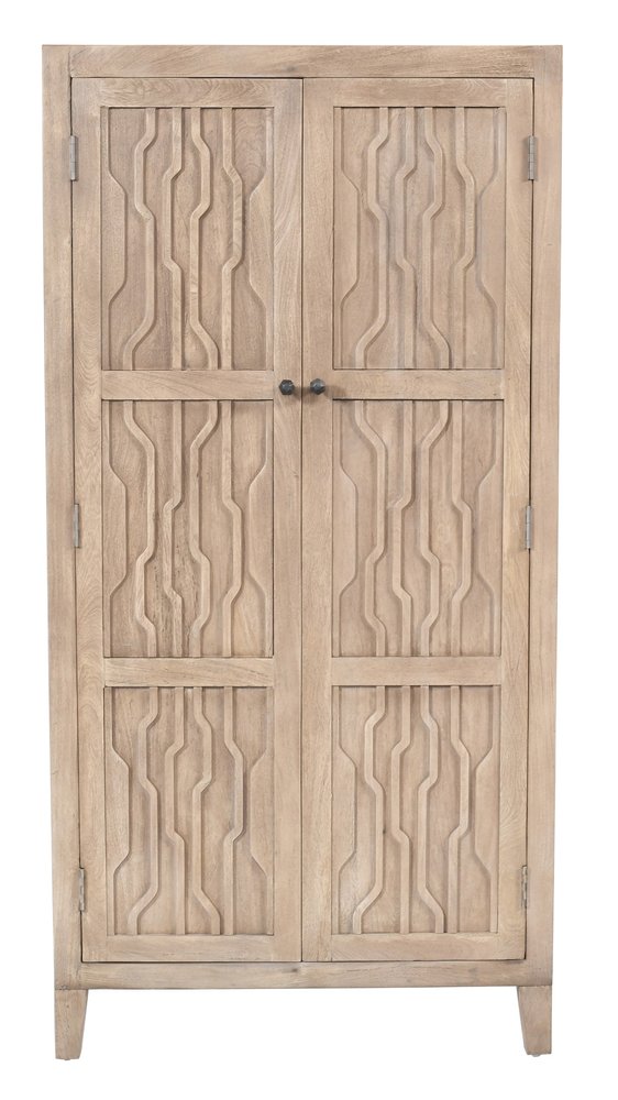 Ivory Distressed Solid Wood Frame Accent Cabinet with Two Doors - 72-inch