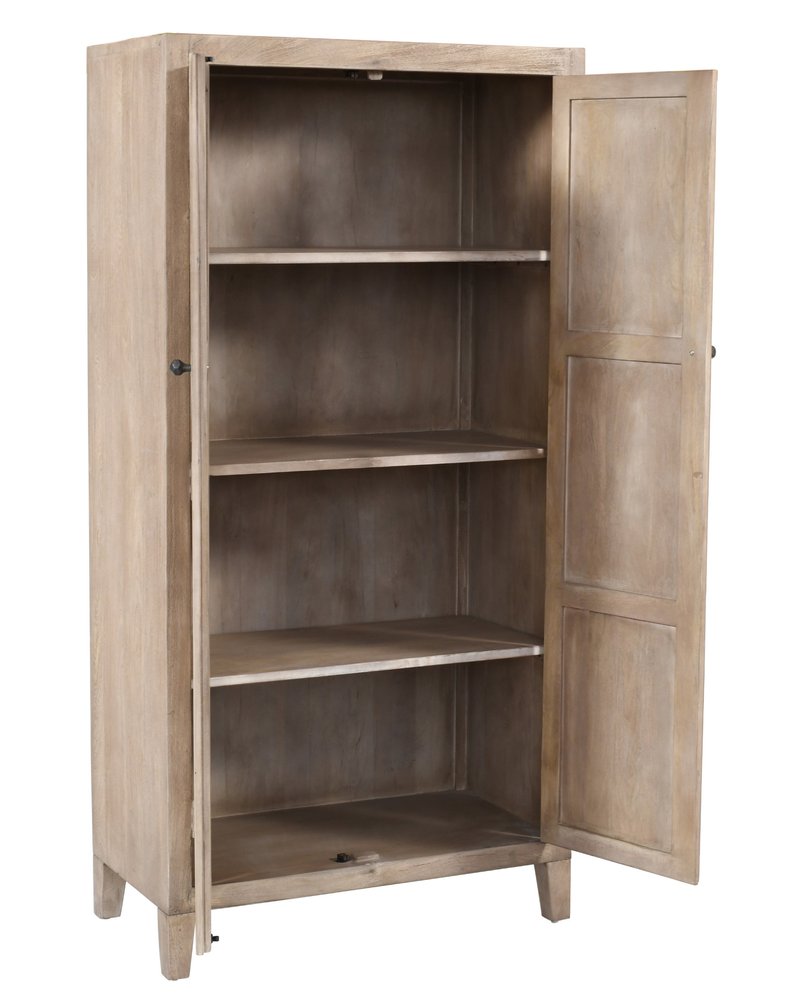 Ivory Distressed Solid Wood Frame Accent Cabinet with Two Doors - 72-inch