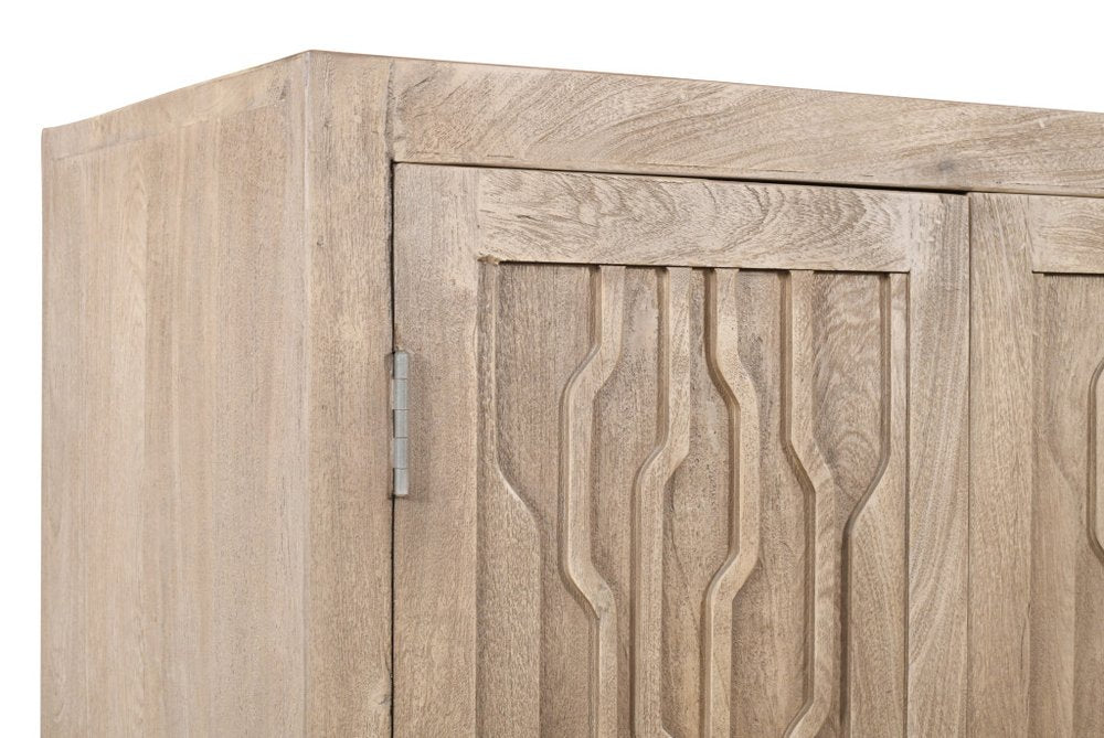 Ivory Distressed Solid Wood Frame Accent Cabinet with Two Doors - 72-inch
