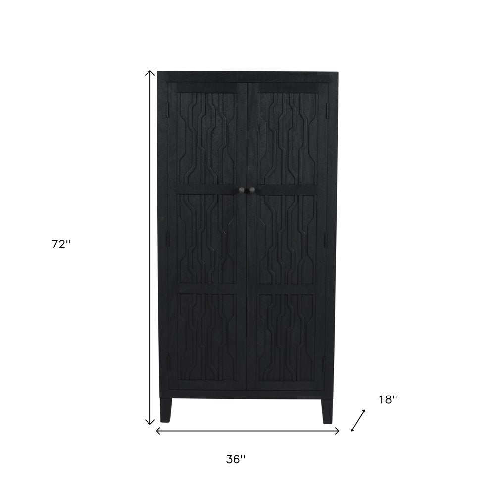Graphite Solid Wood Accent Cabinet with Two Doors - 36-inch