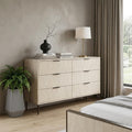 Natural Solid Wood Six Drawer Dresser - 56-inch