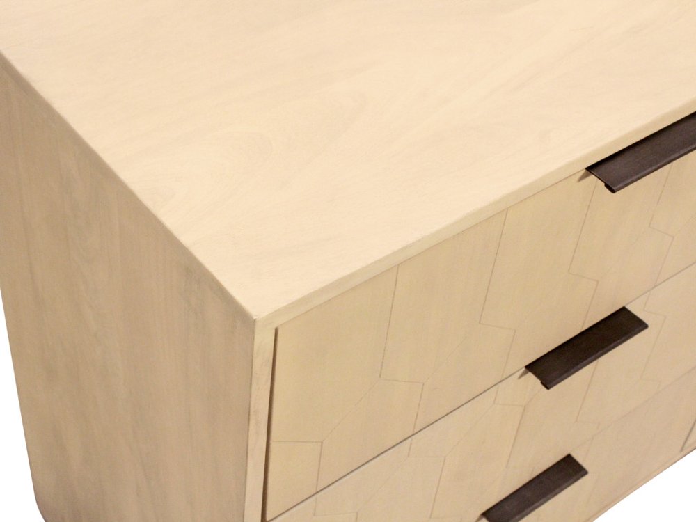 Natural Solid Wood Six Drawer Dresser - 56-inch