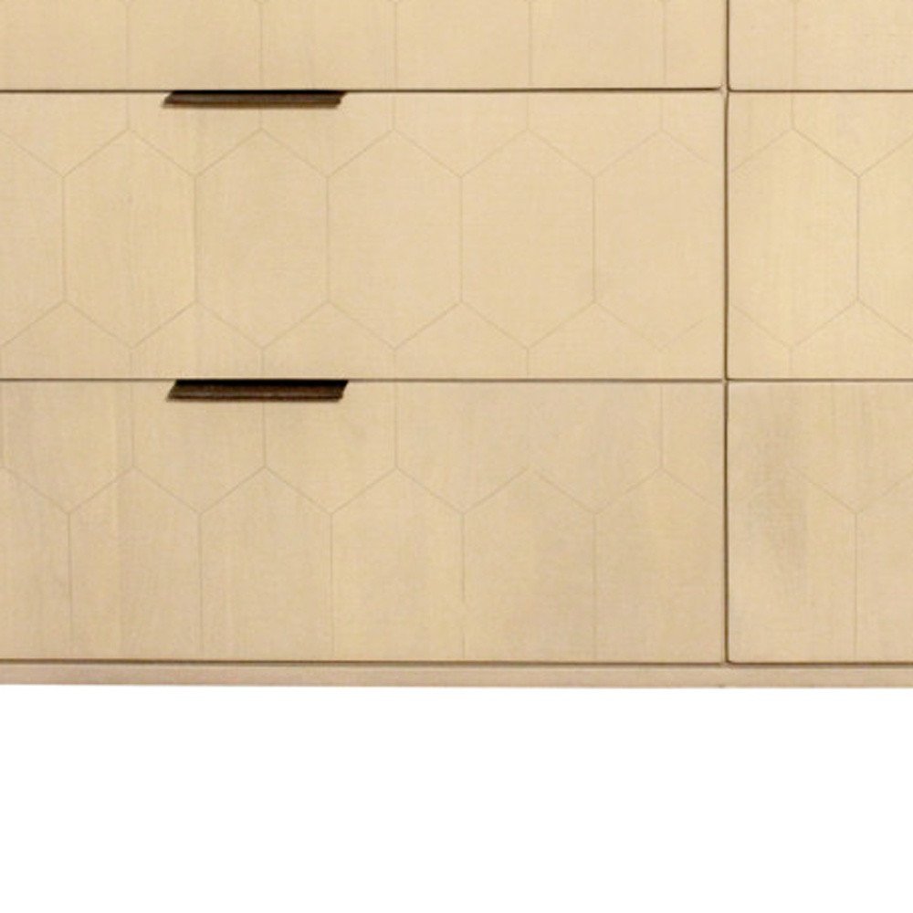 Natural Solid Wood Six Drawer Dresser - 56-inch