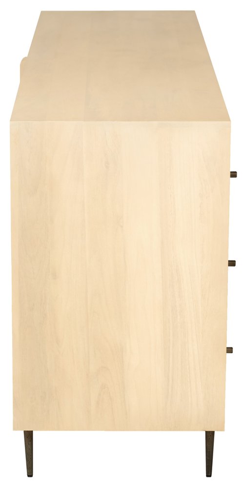 Natural Solid Wood Six Drawer Dresser - 68-inch