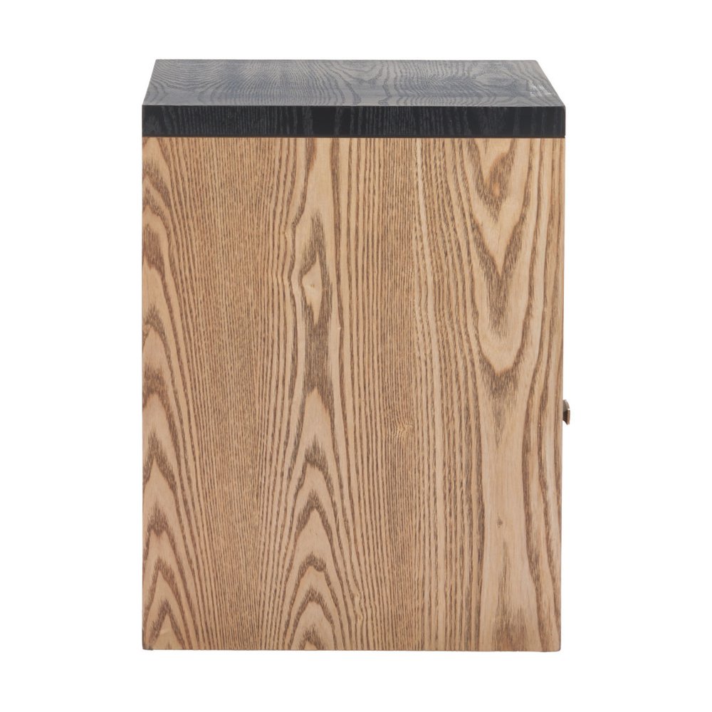 Black Wood Free Form Pedestal End Table with Drawer and Shelf - 20-inch