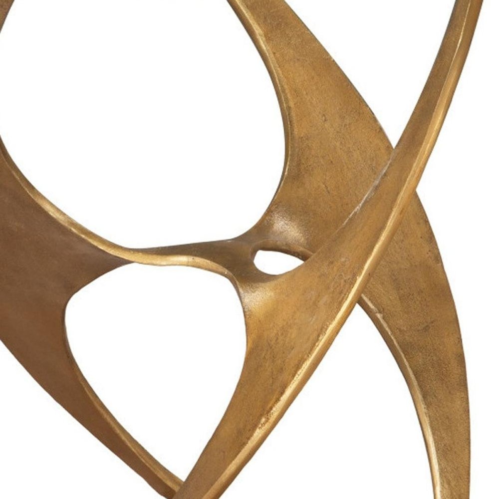 Clear and Gold Glass and Distressed Aluminum Circular End Table