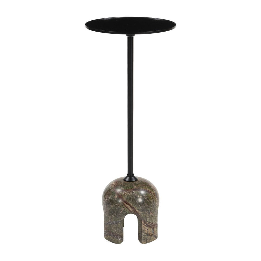 Black Brown and Stone Marble Free Form Pedestal End Table - 22-inch