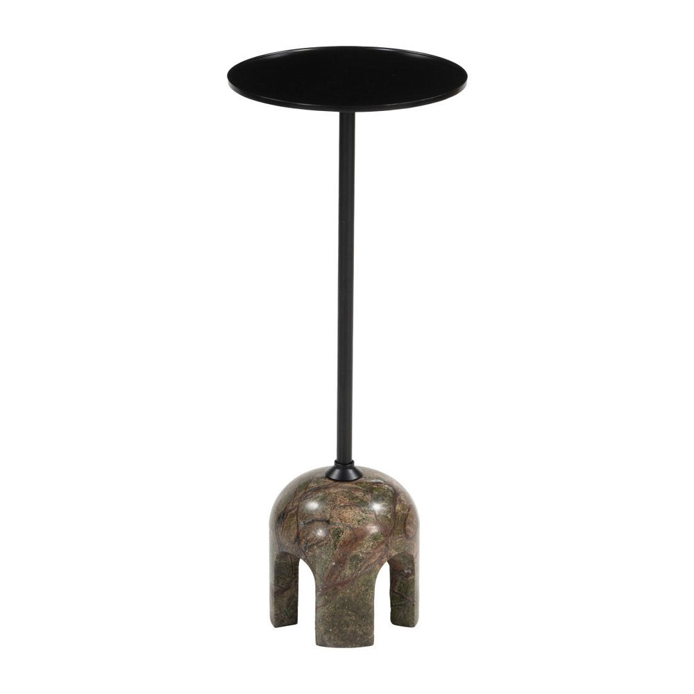 Black Brown and Stone Marble Free Form Pedestal End Table - 22-inch