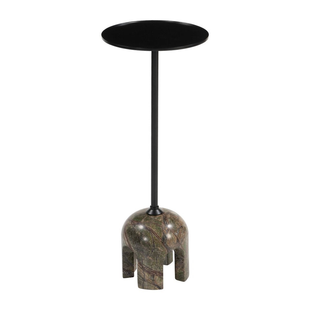 Black Brown and Stone Marble Free Form Pedestal End Table - 22-inch