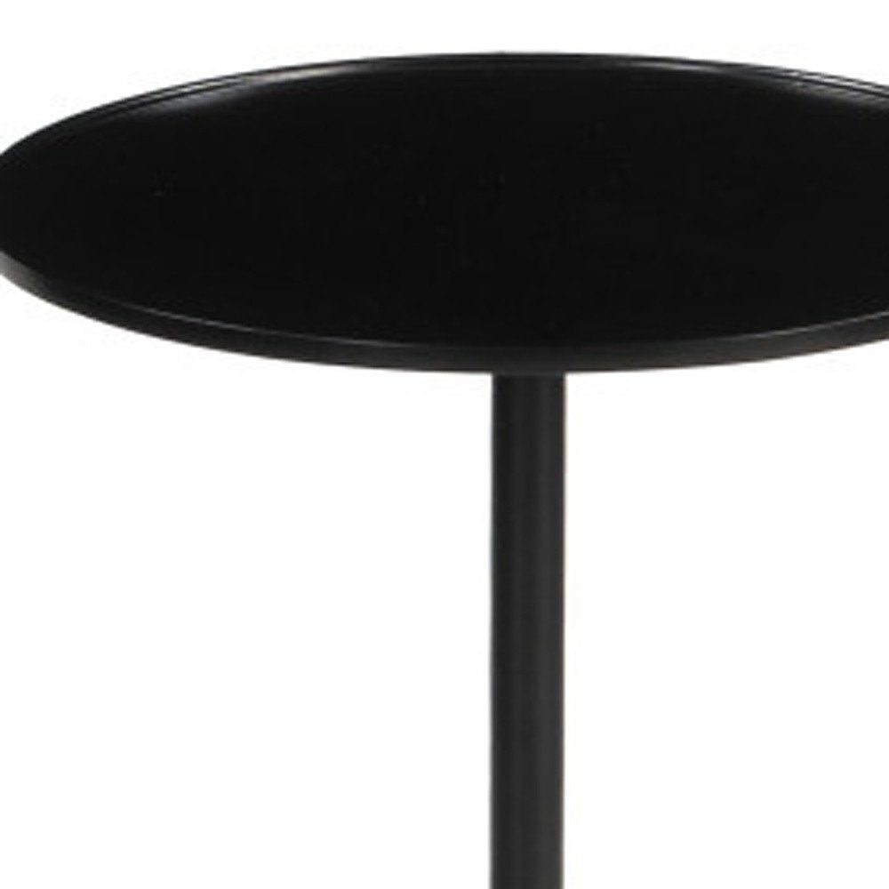 Black Brown and Stone Marble Free Form Pedestal End Table - 22-inch
