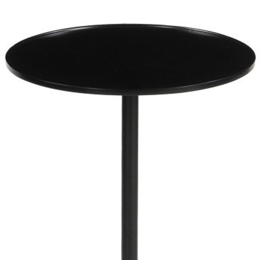 Black Brown and Stone Marble Free Form Pedestal End Table - 22-inch